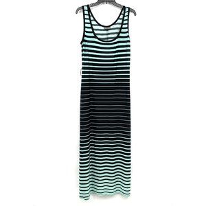 Roz & Ali Maxi Dress Stripe Blue Black Jersey Stretch Sleeveless